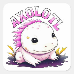 Sticker Carré Cute Kawaii Axolotl