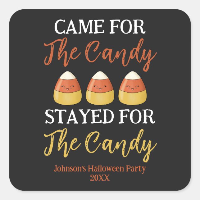 Sticker Carré Cute Kawaii Candy Corn Halloween Costume Party (Devant)