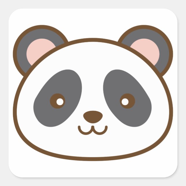 Sticker Carré Cute Kawaii Panda (Devant)