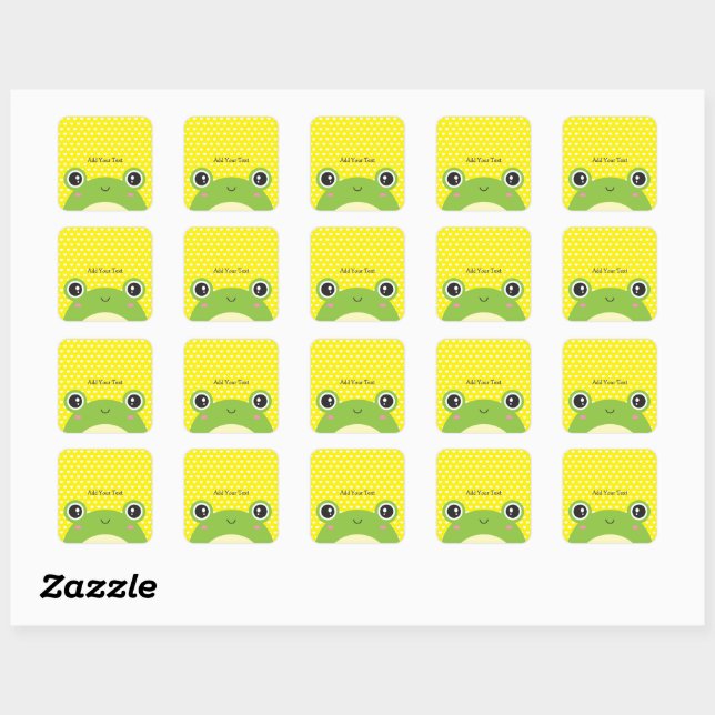 Sticker Carré Cute Kawaii Peek-a-Boo Frog Personnalisé (Feuille)