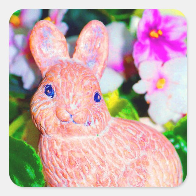 Sticker Carré Cute Kitschy Bunny Rabbit (Devant)