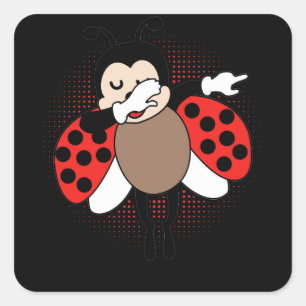 Sticker Carré Cute Ladybug Dabbing