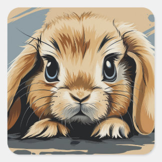 Sticker Carré Cute lapin