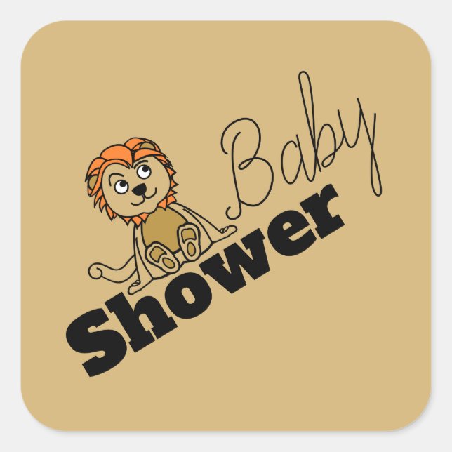 Sticker Carré Cute Lion Cub, Baby shower (Devant)