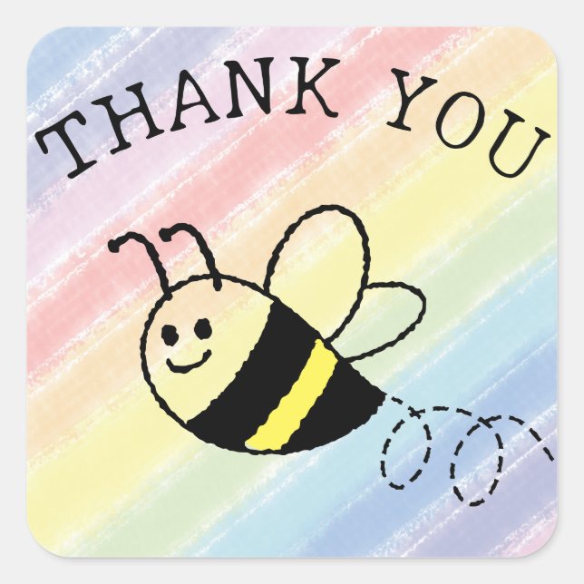 Sticker Carré Cute Little Bee Flying Baby shower aux couleurs pa (Devant)