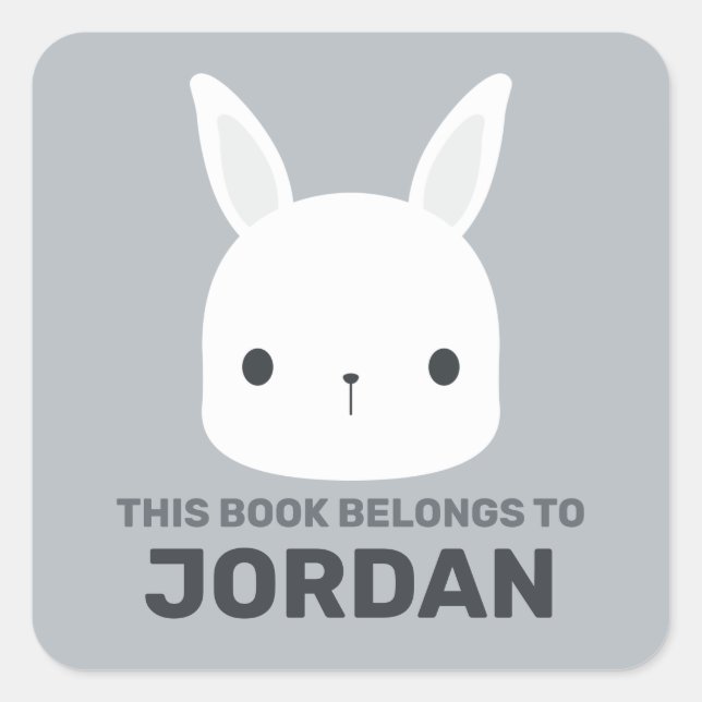 Sticker Carré Cute Little Bunny Rabbit with Personalized (Devant)