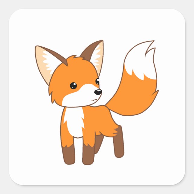 Sticker Carré Cute Little Fox (Devant)