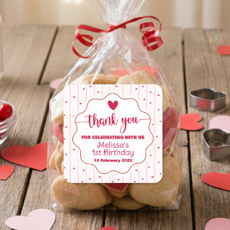 Sticker Carré Cute Little Sweetheart Thank You First Birthday