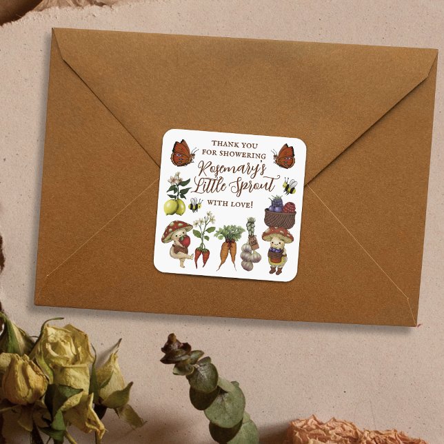 Sticker Carré Cute Locally Grown Little Sprout Baby Shower (Créateur téléchargé)
