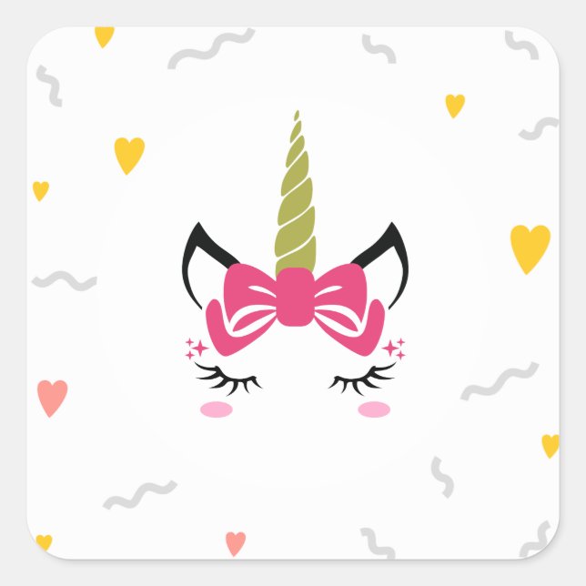 Sticker Carré Cute Magique Sleeping Unicorn (Devant)