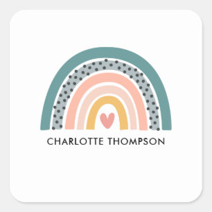 Sticker Carré Cute Main Drag Boho Arc-en-ciel personnalisé