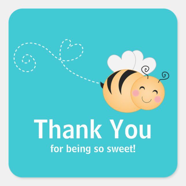 Sticker Carré Cute Modern Honey Bee Baby shower Invitation (Devant)
