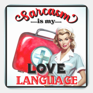 Sticker Carré Cute Nurse Pinup_ Love