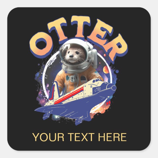 Sticker Carré Cute Otter Astronaut Navette spatiale Cadet (Devant)