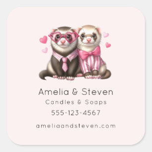 Sticker Carré Cute Otter Couple dans Love Business