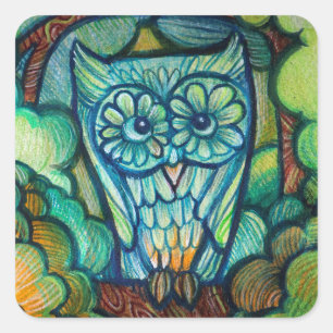 Sticker Carré Cute Owl