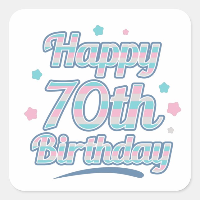 Sticker Carré Cute Pastel Fête le 70e anniversaire (Devant)