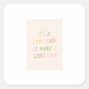 Sticker Carré Cute Pastel Hand Lettering Motivational Quote Art 