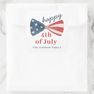 Sticker Carré Cute Patriotic American Bow 4 juillet heureux