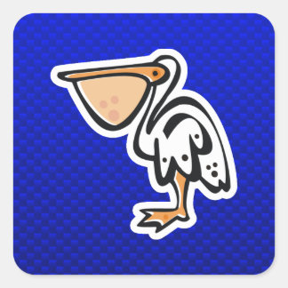 Sticker Carré Cute Pélican ; Bleu