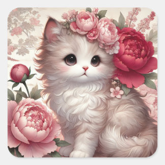 Sticker Carré Cute Peony Princess Chat