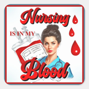 Sticker Carré Cute Pinup_ Soins infirmiers dans mon sang