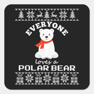 Sticker Carré Cute polar bear family animal lover christmas
