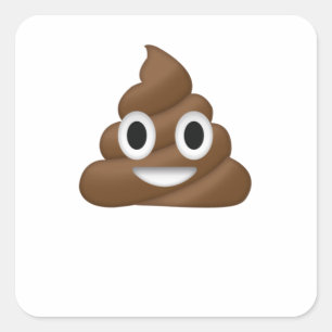 Sticker Carré Cute Poop Emoji