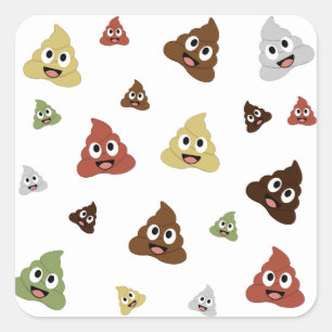 Sticker Carré Cute Poop emoji funny