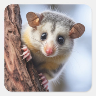 Sticker Carré Cute Possum Animal Nature Wildlife