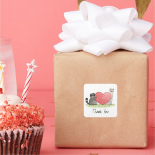 Sticker Carré Cute Raccoon et Llama Sq1uare Merci