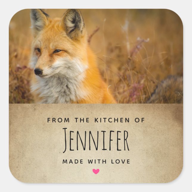 Sticker Carré Cute Red Fox Wild Nature Photographie cuisine (Devant)