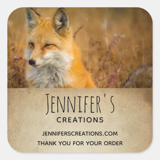 Sticker Carré Cute Red Fox Wilderness Nature Photo Business (Devant)