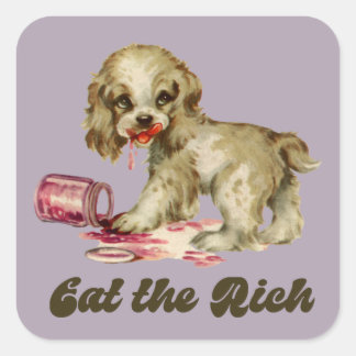 Sticker Carré Cute Retro Puppy - Mange Rich