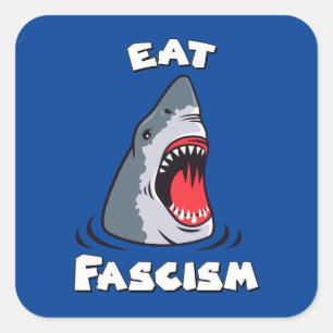 Sticker Carré Cute Retro Shark - Mange Fascisme Anti-fasciste