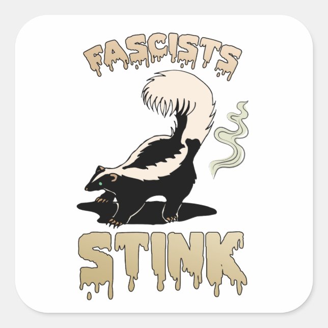 Sticker Carré Cute Retro Skunk - Fascistes Stink (Devant)
