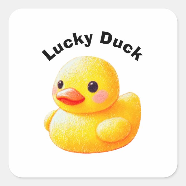 Sticker Carré Cute Rubber Ducky with Customizable Text (Devant)