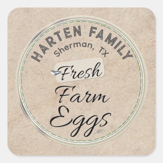 Sticker Carré Cute Russe Agritourisme Hen Rooster Oeuf FRAIS Car (Devant)