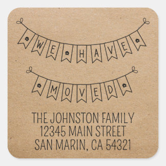 Sticker Carré Cute Rustic Nous Avons Déplacé Coeur Nouveau Accue