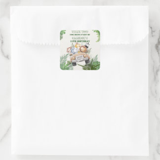 Sticker Carré Cute Safari Wild Jungle Animal Party Favoriser