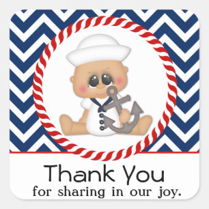 Sticker Carré Cute Sailor Boy Baby shower nautique