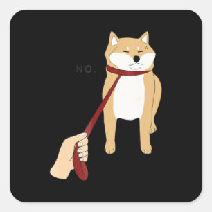 Sticker Carré Cute shiba inu Nope chien drôle design
