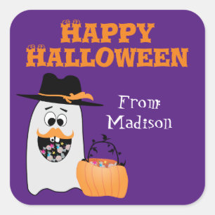 Sticker Carré Cute Silly Halloween Ghost Sweet tooth Kids
