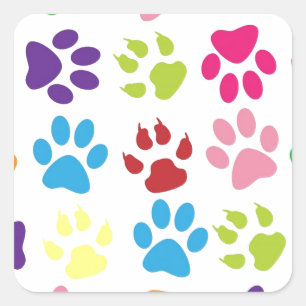 Sticker Carré Cute simple coloré animal de compagnie chien Empre