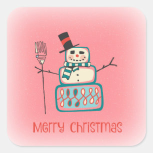 Sticker Carré Cute Snowman