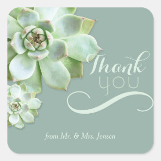 Sticker Carré Cute Succulents Cactus Mariage Merci