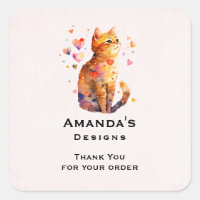Cute Tabby Chat avec Coeur Merci Affaires