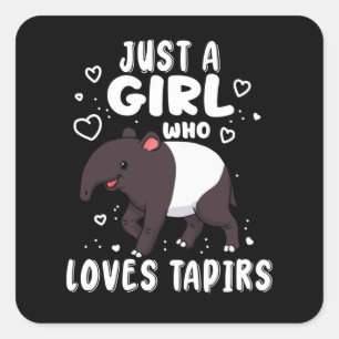 Sticker Carré Cute Tapir Gift Women Tapir Gifts Girls Tapir