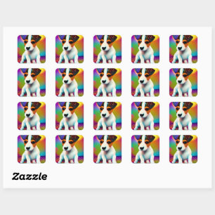 Sticker Carré Cute Terrier Puppy Sparkle Gros plan