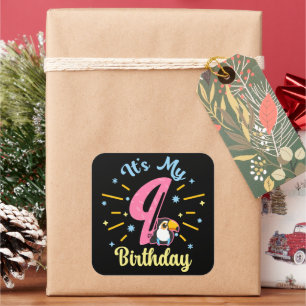 Sticker Carré Cute Toucan 9e anniversaire 89 ans fille de naissa